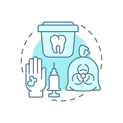 Biomedical waste segregation soft blue concept icon. Medical garbage sorting. Safe disposal. Round shape line illustration. Abstract idea. Graphic design. Easy to use in presentation, article