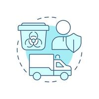 Biomedical waste collection and transportation soft blue concept icon. Garbage safe handling. Round shape line illustration. Abstract idea. Graphic design. Easy to use in presentation vector