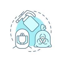 Chemical disinfection soft blue concept icon. Biomedical waste. Biohazard protective gear, disinfectants. Round shape line illustration. Abstract idea. Graphic design. Easy to use in article vector