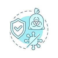 Prevent infection spread soft blue concept icon. Biomedical waste contamination. Disease, biohazard. Round shape line illustration. Abstract idea. Graphic design. Easy to use in presentation vector