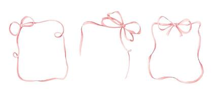 bow frame coquette watercolor ribbon set with vintage and feminine style great for invitation frames scrapbook templates vector