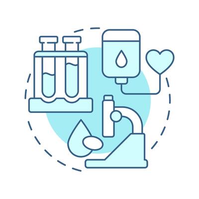 Blood biobank soft blue concept icon. Lifeblood, plasma, serum medical research. Biorepository of materials. Round shape line illustration. Abstract idea. Graphic design. Easy to use in article