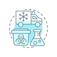 Specimen distribution soft blue concept icon. Transfer of biological materials. Bio samples lifestyle. Round shape line illustration. Abstract idea. Graphic design. Easy to use in article vector