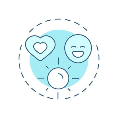 Live laugh love soft blue concept icon. Positive energy, happiness. Emotions, mindset. Round shape line illustration. Abstract idea. Graphic design. Easy to use in infographic, presentation