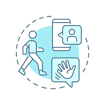 Speak of devil soft blue concept icon. Internet communication. Networking, social. Round shape line illustration. Abstract idea. Graphic design. Easy to use in infographic, presentation