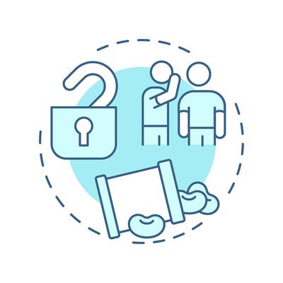 Spill the beans soft blue concept icon. Secret reveal, information. Whispering person. Round shape line illustration. Abstract idea. Graphic design. Easy to use in infographic, presentation