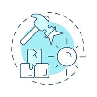 Break ice soft blue concept icon. Networking, meeting. Social gathering, communication. Sunlight, hammer. Round shape line illustration. Abstract idea. Graphic design. Easy to use in infographic vector