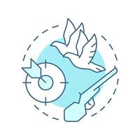 Kill two birds with one stone multi color concept icon. Personal efficiency, multitasking. Round shape line illustration. Abstract idea. Graphic design. Easy to use in infographic, presentation vector