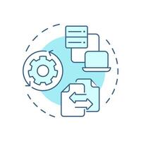 Product data transformation soft blue concept icon. Goods information processing. Feature of PIM. Round shape line illustration. Abstract idea. Graphic design. Easy to use in presentation vector