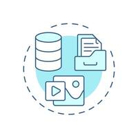 Digital assets management soft blue concept icon. E commerce data storage system. Feature of PIM. Round shape line illustration. Abstract idea. Graphic design. Easy to use in presentation vector