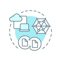 Product data syndication soft blue concept icon. Distributing synchronizing information. Feature of PIM. Round shape line illustration. Abstract idea. Graphic design. Easy to use in presentation vector
