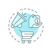 Marketing descriptions soft blue concept icon. Engage customers to drive sales. Product data sheet. Round shape line illustration. Abstract idea. Graphic design. Easy to use in presentation vector
