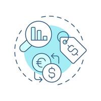 Pricing information soft blue concept icon. Financial details of goods analytics. Product data sheet. Round shape line illustration. Abstract idea. Graphic design. Easy to use in presentation vector