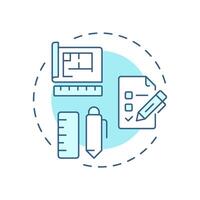 Technical data soft blue concept icon. Measurable attributes of goods. Product information sheet. Round shape line illustration. Abstract idea. Graphic design. Easy to use in presentation vector