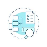 SEO specific product data soft blue concept icon. Optimization for search engines. Key goods information. Round shape line illustration. Abstract idea. Graphic design. Easy to use in presentation vector