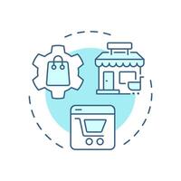 Multichannel distribution soft blue concept icon. Products distribution. Benefit of using PIM system. Round shape line illustration. Abstract idea. Graphic design. Easy to use in presentation vector