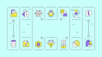 PIM light blue word concept. Product information management system. Commercial data processing. Typography banner. Illustrationwith title text, editable icons color vector