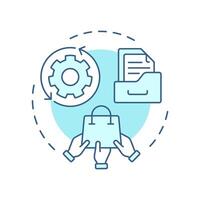 Product information management soft blue concept icon. Centralized data collecting system. E commerce. Round shape line illustration. Abstract idea. Graphic design. Easy to use in presentation vector