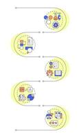 Key product information infographic vertical sequence. Processing goods data. E commerce strategy. Visualization infochart with 5 steps. Circles workflow vector