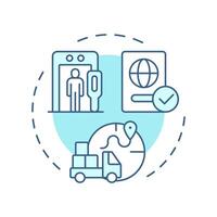 Border checks soft blue concept icon. Systematic control of boundaries crossing. IBM system. Round shape line illustration. Abstract idea. Graphic design. Easy to use in promotional material vector