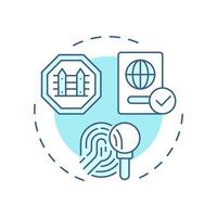 Travel document security soft blue concept icon. Strict ID verification protocols. Goal of IBM. Round shape line illustration. Abstract idea. Graphic design. Easy to use in presentation vector
