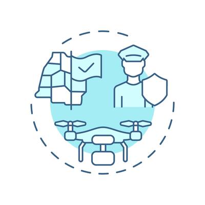 Internal control and return soft blue concept icon. Migration. Four filter model of IBM system. Round shape line illustration. Abstract idea. Graphic design. Easy to use in promotional material