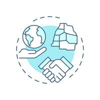 International cooperation soft blue concept icon. Different countries relations. IBM coordination. Round shape line illustration. Abstract idea. Graphic design. Easy to use in presentation vector