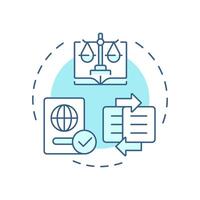 Legislative integration soft blue concept icon. Law regulation. Area of IBM collaboration. Round shape line illustration. Abstract idea. Graphic design. Easy to use in promotional material vector