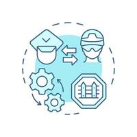 Operational integration soft blue concept icon. Border control entities. Area of IBM collaboration. Round shape line illustration. Abstract idea. Graphic design. Easy to use in presentation vector