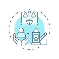 Respect of fundamental rights soft blue concept icon. Protection. Benefit of border management. Round shape line illustration. Abstract idea. Graphic design. Easy to use in promotional material vector