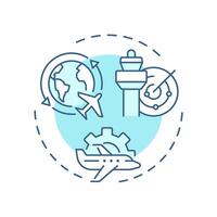 Air traffic services soft blue concept icon. Tower control, guidance. Airspace management. Round shape line illustration. Abstract idea. Graphic design. Easy to use in article, blog post vector