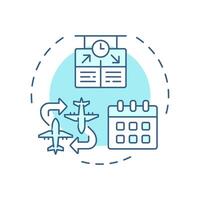 Traffic flow management soft blue concept icon. Time, schedule. Flight route, coordination. Round shape line illustration. Abstract idea. Graphic design. Easy to use in article, blog post vector