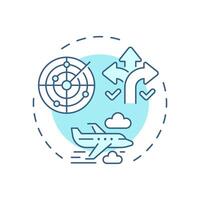 Area control service soft blue concept icon. Radar system. Route management, organization. Round shape line illustration. Abstract idea. Graphic design. Easy to use in article, blog post vector