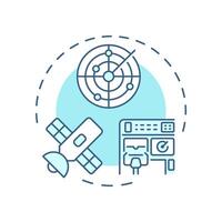 Aeronautical surveillance soft blue concept icon. Satellite navigation, radar system. Round shape line illustration. Abstract idea. Graphic design. Easy to use in article, blog post vector