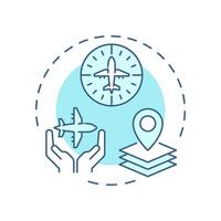 Aeronautical navigation soft blue concept icon. Aircraft tracking, flight management. Round shape line illustration. Abstract idea. Graphic design. Easy to use in article, blog post vector