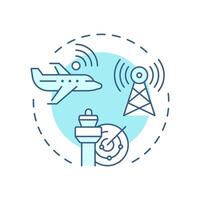 Aeronautical communication soft blue concept icon. Tower control, technology. Flight management. Round shape line illustration. Abstract idea. Graphic design. Easy to use in article, blog post vector