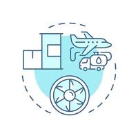 Burn less fuel soft blue concept icon. Aircraft management, flight operation. Aerodrome control. Round shape line illustration. Abstract idea. Graphic design. Easy to use in article, blog post vector