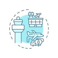 Aerodrome control soft blue concept icon. Aircraft fueling. Air traffic towers. Service, technology. Round shape line illustration. Abstract idea. Graphic design. Easy to use in article, blog post vector