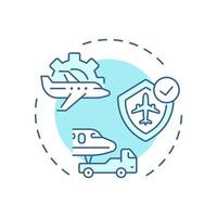 Enhanced aviation safety soft blue concept icon. Flight security, aircraft maintenance. Round shape line illustration. Abstract idea. Graphic design. Easy to use in article, blog post vector