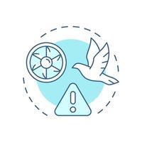 Wildlife strikes soft blue concept icon. Aircraft damage. Alert, danger. Flight safety. Round shape line illustration. Abstract idea. Graphic design. Easy to use in article, blog post vector