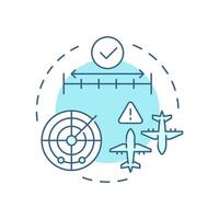 Separation loss soft blue concept icon. Aircrafts safety distance. Radar system, tracking. Round shape line illustration. Abstract idea. Graphic design. Easy to use in article, blog post vector
