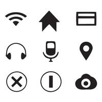 Collection of Flat Black App Icons on White Background vector