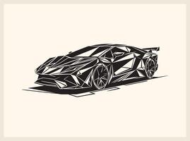 Dynamic Speedster Car in Geometric Outline Form vector