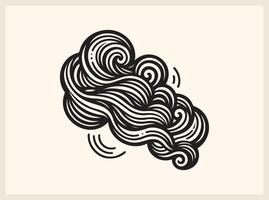 Swirling Wispy Cloud Linecut Design for Elegant Art vector