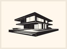 Clean and Simple Modern Minimalist House Outline vector