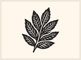 Minimal Leaf Outline with Linecut Detail vector