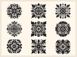 Beautiful Ornate Elements Silhouette for Creative Use vector