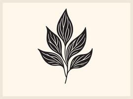 Modern Botanical Leaf Outline with Graceful Lines vector