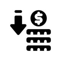 decrease glyph icon. Strong and solid icon for websites and mobile apps. vector