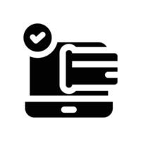 digital transaction glyph icon. Strong and solid icon for websites and mobile apps. vector